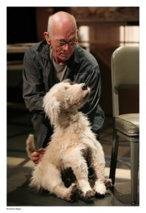 Scènefoto De perzik van onsterfelijkheid Rieks Swarte met speelgoedhond