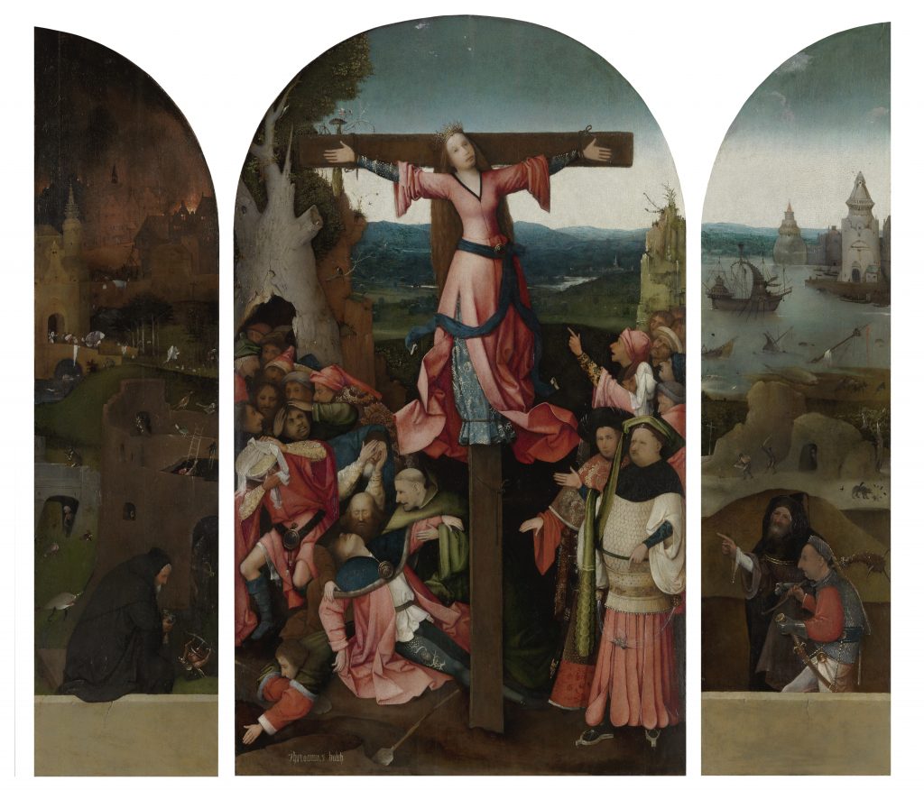 Jeroen Bosch: 'Hhet Wilgefortistriptiek' uit Gallerie dell'Accademia in Venetië. 