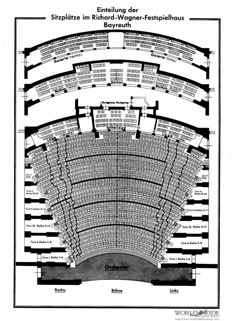 Stoelenplan van het theater dat Wagner ontwierp voor Bayreuth