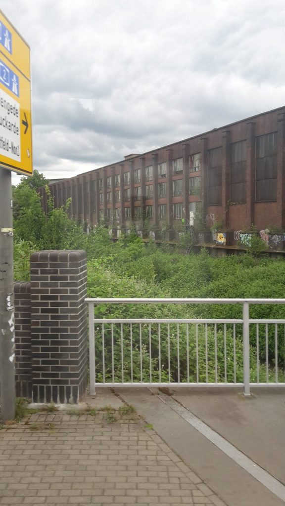 De Emscher heeft in zijn natuurlijke staat de beschikking over een kleine strook groen.