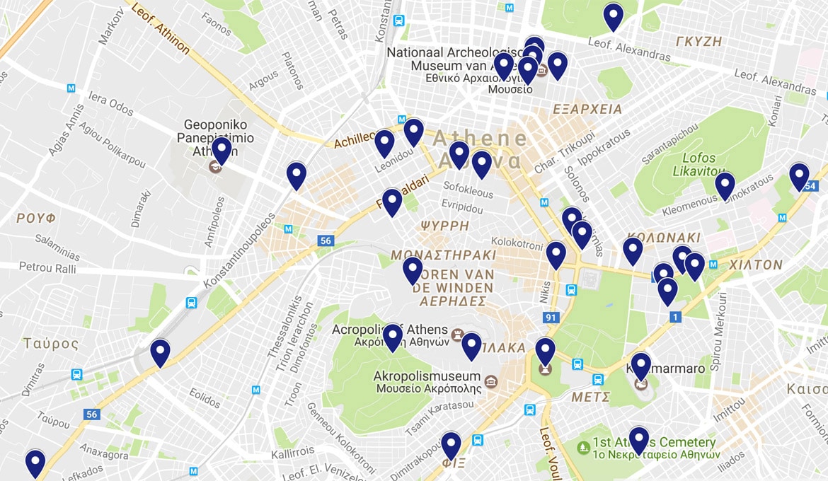 0verzicht van de spreiding van locaties in Athene